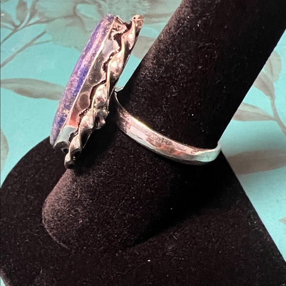 Lapis Lazuli gemstone 925 silver ring Size 9 - Picture 3 of 5